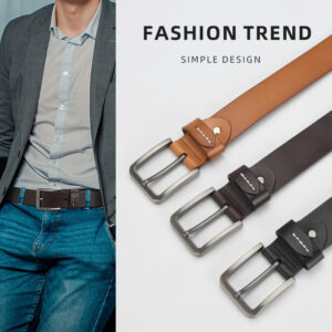 Wholesale Top-grain genuine leather men's pin buckle casual belt