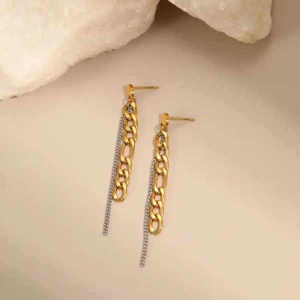 Trendy Color Block Punk Hip Hop Stainless Steel Titanium Bracelet Necklace Earring Set For Women Casual Cool Holiday Jewelry