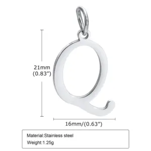 Steel Color (Single Pendant without Chain) / Letter Q
