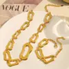 Wholesale Ion Plating (IP) Real Gold Plated 18K Gold Geometric Solid Color 304 Stainless Steel Elegant Waterproof Non Tarnish Bracelets Necklace