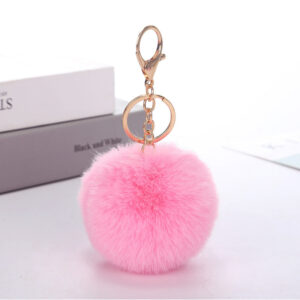 Deep Powder / Rabbit fur ball keychain