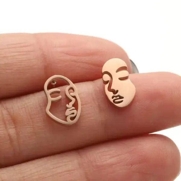 Wholesale PVD Coated Real Gold Plated Human Face Stainless Steel Simple Style Waterproof Non Tarnish Ear Studs