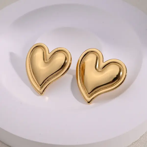 Electroplating Golden Plated Lips Red Heart 304 Stainless Steel Casual Simple Style Polishing Plating Earrings