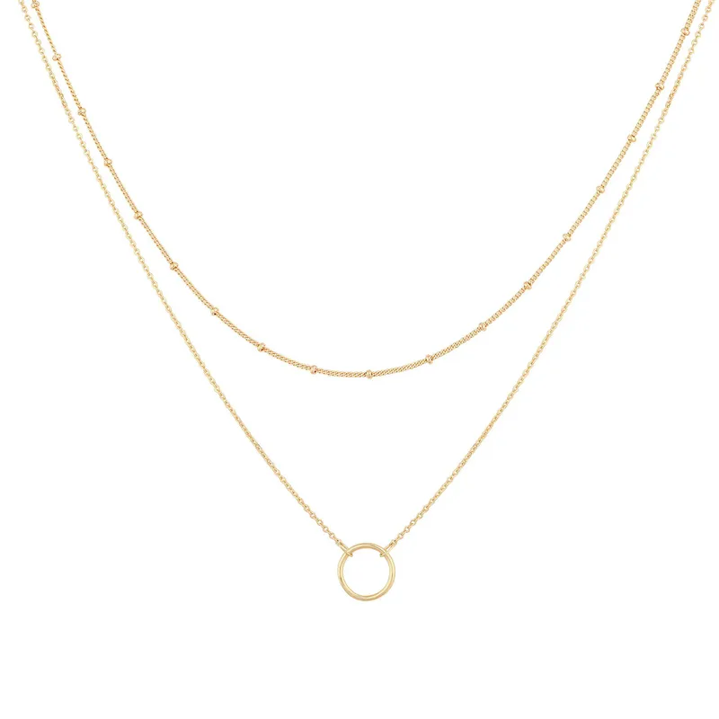 Wholesale Simple Style Circle Stainless Steel Titanium Steel Plating Layered Necklaces