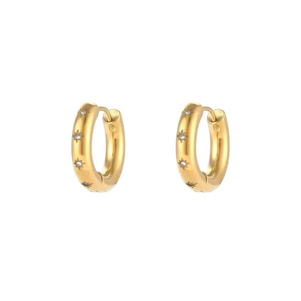 PVD Coated Real Gold Plated 18K Gold Star 304 Stainless Steel Simple Style Waterproof Non Tarnish Earrings