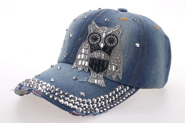 Wholesale Owl three-row Diamond Denim baseball cap B094