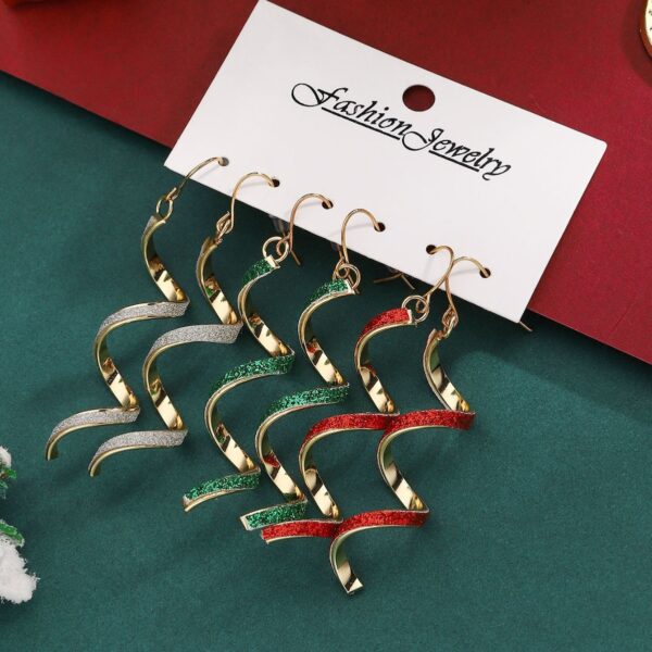 Wholesale Europe and the United States cross-border hot Christmas Joker personality spiral geometric earrings metal texture multi-color earrings suit