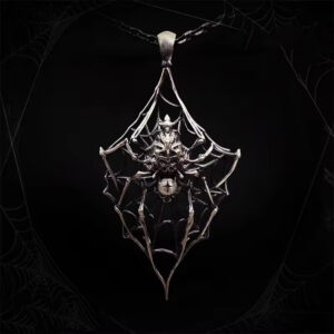 Wholesale New Dark Spider Pendant Necklace European and American Stylish Exaggerated Gothic Halloween Spider Web Jewelry