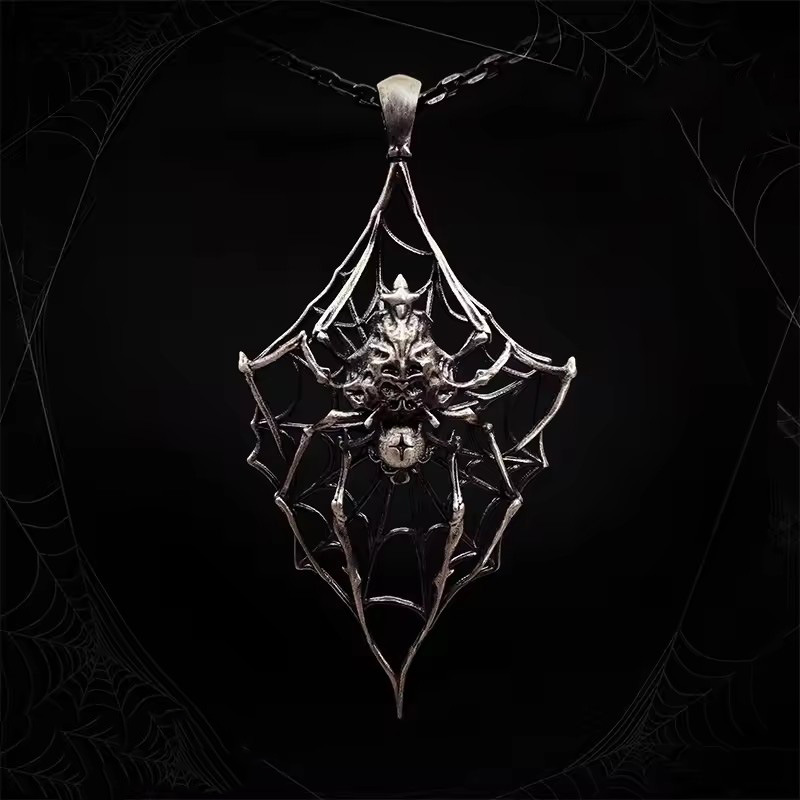 Wholesale New Dark Pendant Necklace European and American Stylish Exaerated Gothic Web Jewelry