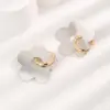 Vacuum Plating Real Gold Plated 18K Gold Flower 304 Stainless Steel Copper Cute Sweet Waterproof Non Tarnish Ear Studs