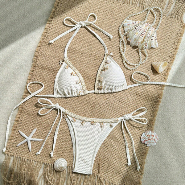 Wholesale 2025 New Cross-border European and American Shell Lace-up Bikini Swimsuit Women's Beach Hot Spring Bikini Foreign Trade Swimwear