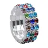 Fashion Square Copper Rings Silver Plated Inlay Rhinestones Copper Rings