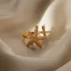 PVD Coated Real Gold Plated Starfish Conch Heart Shape 304 Stainless Steel French Style Marine Style Beach Waterproof Non Tarnish Open Rings