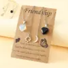 Wholesale Fashion Stainless Steel Sun And Moon Friendship Card Heart-shaped Natural Stone Clavicle Chain
