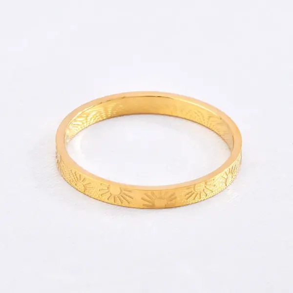 Wholesale PVD Coated Real Gold Plated 18K Gold Sun Solid Color Stainless Steel Simple Style Waterproof Non Tarnish Rings