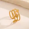 Wholesale PVD Coated 18K Gold Plated Star 304 Stainless Steel Simple Style Waterproof Non Tarnish Rings