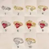 Wholesale Rack Plated 18K Gold White Cross Heart Shape Crown Artificial Gemstones Copper Glam Romantic Shiny Open Rings