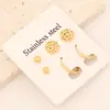 1 Set Commute Star Heart Shape Plating Stainless Steel 18K Gold Plated Earrings Ear Studs