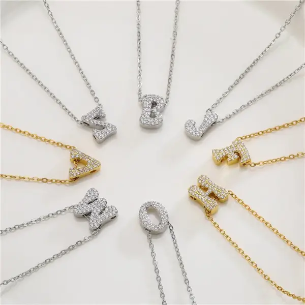 Simple Style Letter Copper Zircon Necklace In Bulk