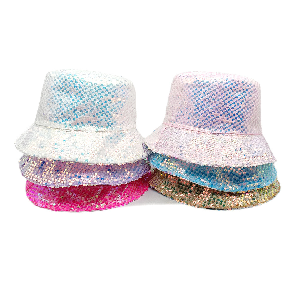 Wholesale Foreign trade new women's fashion color sequin cap face small double-sided sun hat European and American personality sunscreen fisherman hat