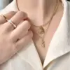 oly-75a8fa8a696ae72de080db97ab818830 Wholesale PVD Coated Real Gold Plated 18K Gold Heart 304 Stainless Steel Titanium Steel Waterproof Non Tarnish 304 Stainless Steel Titanium Steel Necklace