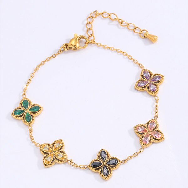 Wholesale New Fashionable Zircon Clover Bracelet for Women High Version Niche Four-Leaf Clover Bracelet Light Luxury High-End Jewelry