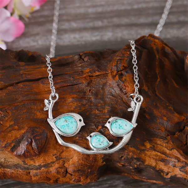 Wholesale Sky blue three sparrow necklace