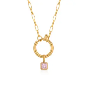 October Pink Crystal Necklace XS-09-10