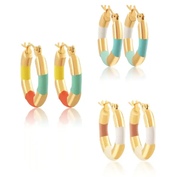 1 Pair IG Style Simple Style Round Plating 304 Stainless Steel Gold Plated Earrings