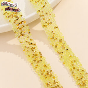 4 yellow ab fine beads + golden rhinestones with pointed bottom / 1.5cm double layer hot melt adhesive, fine beads, rhinestones, hot diamond strips