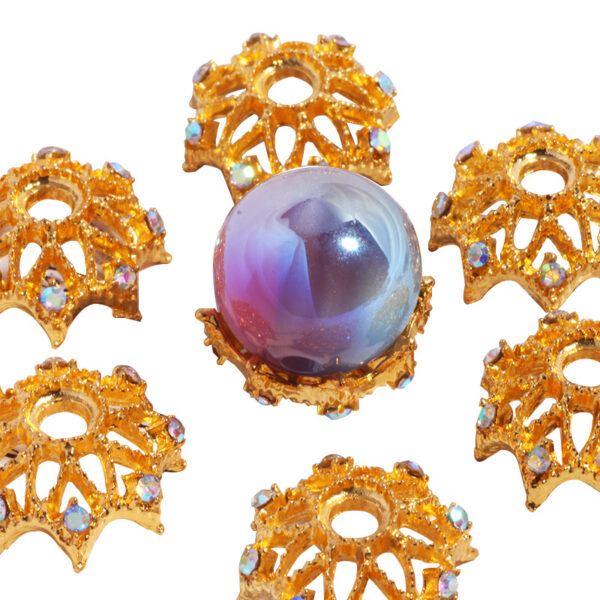 oly-75bf77025563b049aec7aa19dcceb6f0 Wholesale High-color retention, zircon-inlaid, openwork large flower holder/hat, spacer with straight holes, DIY crystal beaded jewelry aessories wholesale.