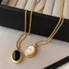 PVD Coated Real Gold Plated 18K Gold Oval 304 Stainless Steel Retro Waterproof Non Tarnish 304 Stainless Steel Pendant Necklace