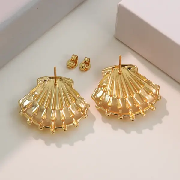 1 Pair Beach Simple Style Classic Style Starfish Shell 304 Stainless Steel Imitation Gold Electroplating Ear Studs