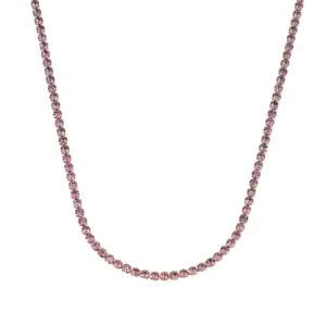 Purple 3mm Diamond Gold Necklace