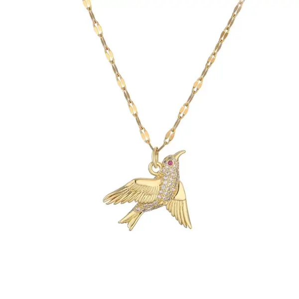 Wholesale PVD Coated Bird Titanium Steel Copper IG Style Simple Style Waterproof Non Tarnish Titanium Steel Pendant Necklace
