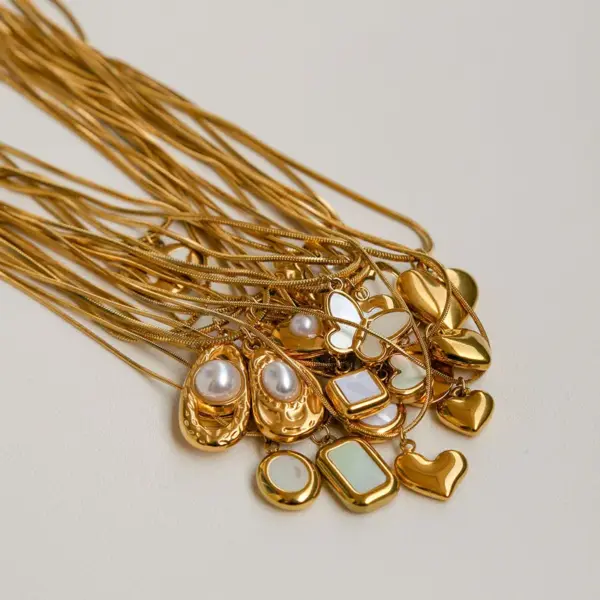 Ion Plating (IP) Electrocardiogram Heart Shape Butterfly 304 Stainless Steel Elegant Modern Style Waterproof Non Tarnish 304 Stainless Steel Lobster Trigger Clasp Closure Pendant Necklace