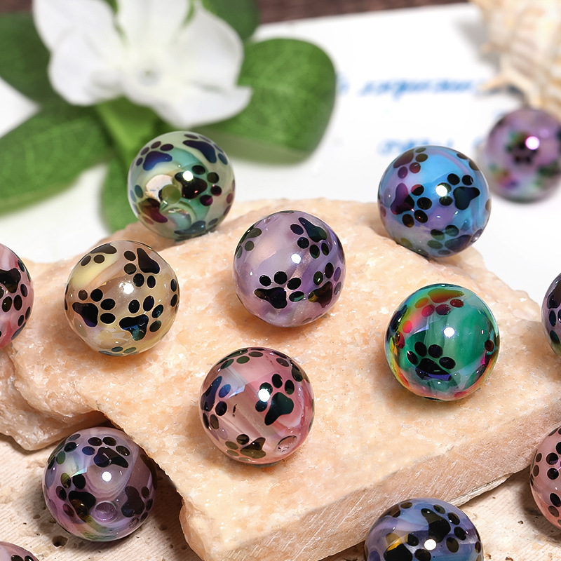 Wholesale Acrylic black cat paw print bead