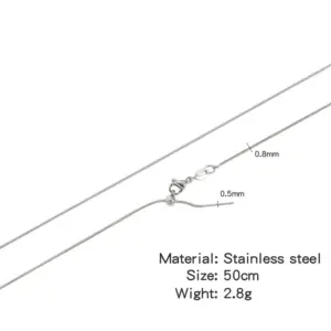 [Stainless Steel] Universal Round Snake Chain - Steel Color / 50CM (vacuum Plating)