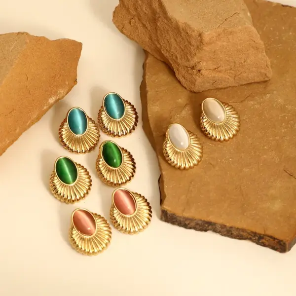 1 Pair Vintage Style French Style Classic Style Sector 304 Stainless Steel Ear Studs