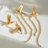 Wholesale PVD Coated Real Gold Plated 18K Gold 304 Stainless Steel Simple Style Classic Style Waterproof Non Tarnish Drop Earrings Ear Studs
