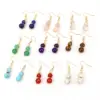 1 Pair Casual Pastoral Gourd Beaded Natural Stone Copper Drop Earrings