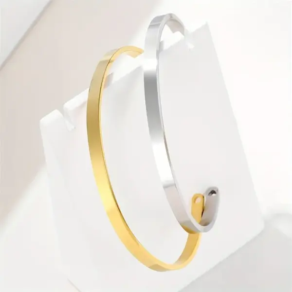 Wholesale 304 Stainless Steel Stainless Steel Solid Color PVD Coated 18K Gold Plated Elegant Retro Plating Hollow Out Rose Gold Gold Silver Bangle