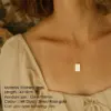 Wholesale PVD Coated 14K Gold Rose Gold Real Gold Plated Customization Laser Engraving Rectangle Titanium Steel Simple Style Waterproof Non Tarnish 304 Stainless Steel Layered Necklaces