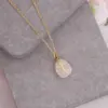 Wholesale Fashion Cross Stainless Steel Natural Stone Plating Pendant Necklace