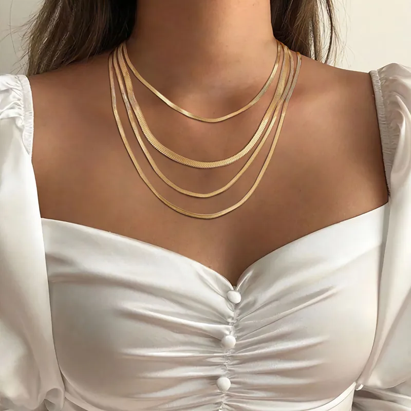 Wholesale PVD Coated Real Gold Plated Solid Color 201 Stainless Steel INS Style Retro Simple Style Waterproof Non Tarnish 201 Stainless Steel Necklace