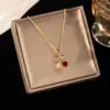 Fashionable Versatile Gold Plated Titanium Steel Necklace Copper Pendant Lockbone Chain Collection Elegant Glowing Jewelry