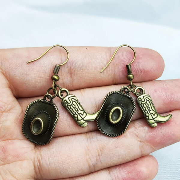 Wholesale Cowboy Hat Denim Boots Earrings You Small Pistol Simple Bohemian Creative Retro Earrings Western Cow