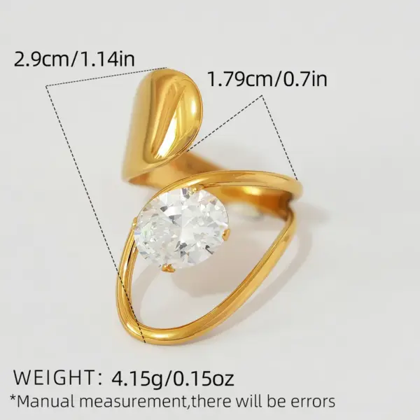 Wholesale Ion Plating (IP) Real Gold Plated 18K Gold Geometric 304 Stainless Steel Casual Simple Style Waterproof Non Tarnish Adjustable Ring