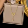 18K Gold Plated Butterfly 304 Stainless Steel Vintage Style Plating Pendant Necklace