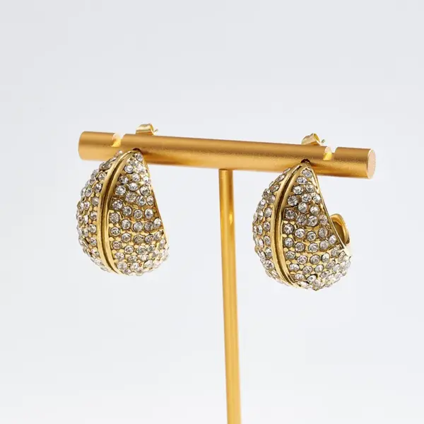 Wholesale INS Style Basic Retro Irregular Water Drop 304 Stainless Steel Rhinestone Water Plated Imitation Gold Casual Women's Earrings